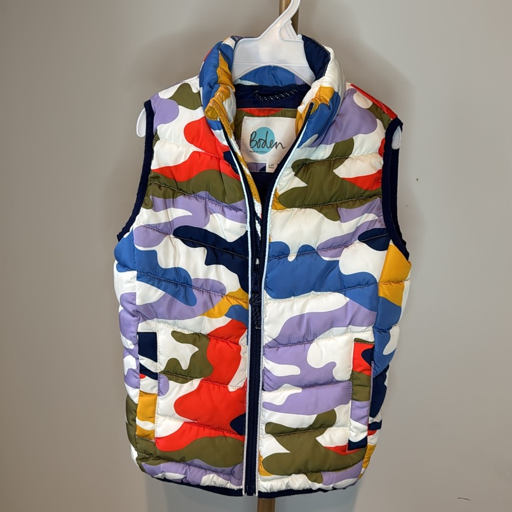 Boden Little Kid Sherpa Vest Multi Ski Camouflage Size 4-5 - Picture 2 of 12